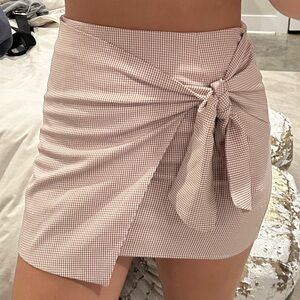 Maroon/brown plaid skirt